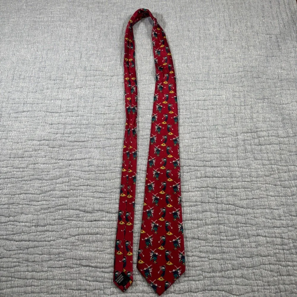 Walt‎ Disney Goofy Golf Tie Mickey Unlimited Red Men's 100% Polyester